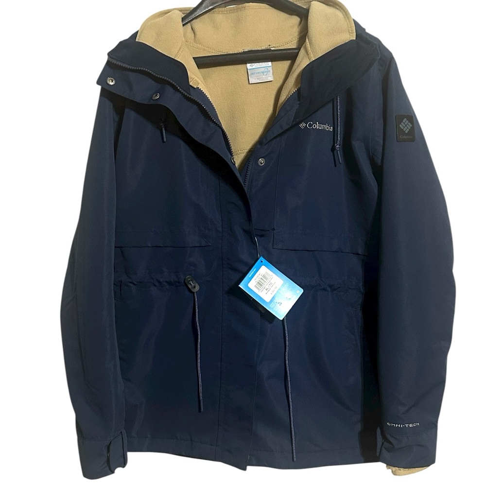 Columbia NWT Nocturnal Blue Tan Sherpa Drop Ridge 3-in-1 Interchange Jacket - Picture 5 of 15